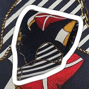 Bachrach Novelty Tie Navy Blue Nautical Anchor Stripe Silk Silk Italy 58"